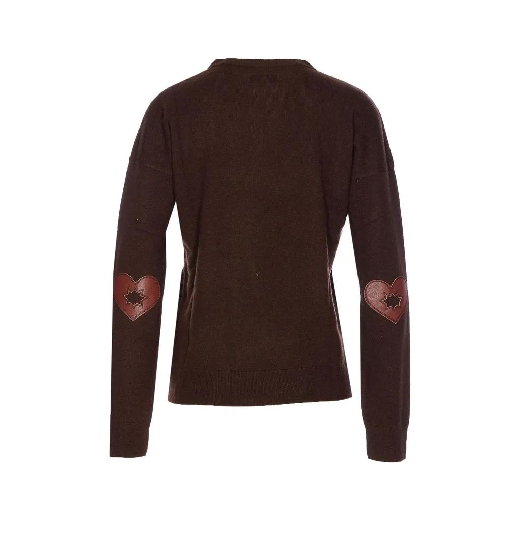 Crewneck Sweater With Heart Patches