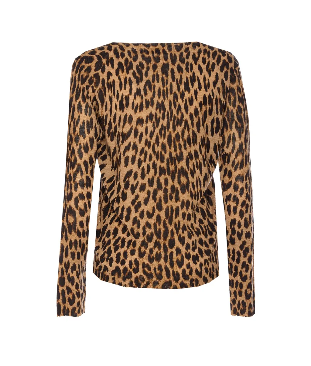 Leopard Print V-Neck Sweater