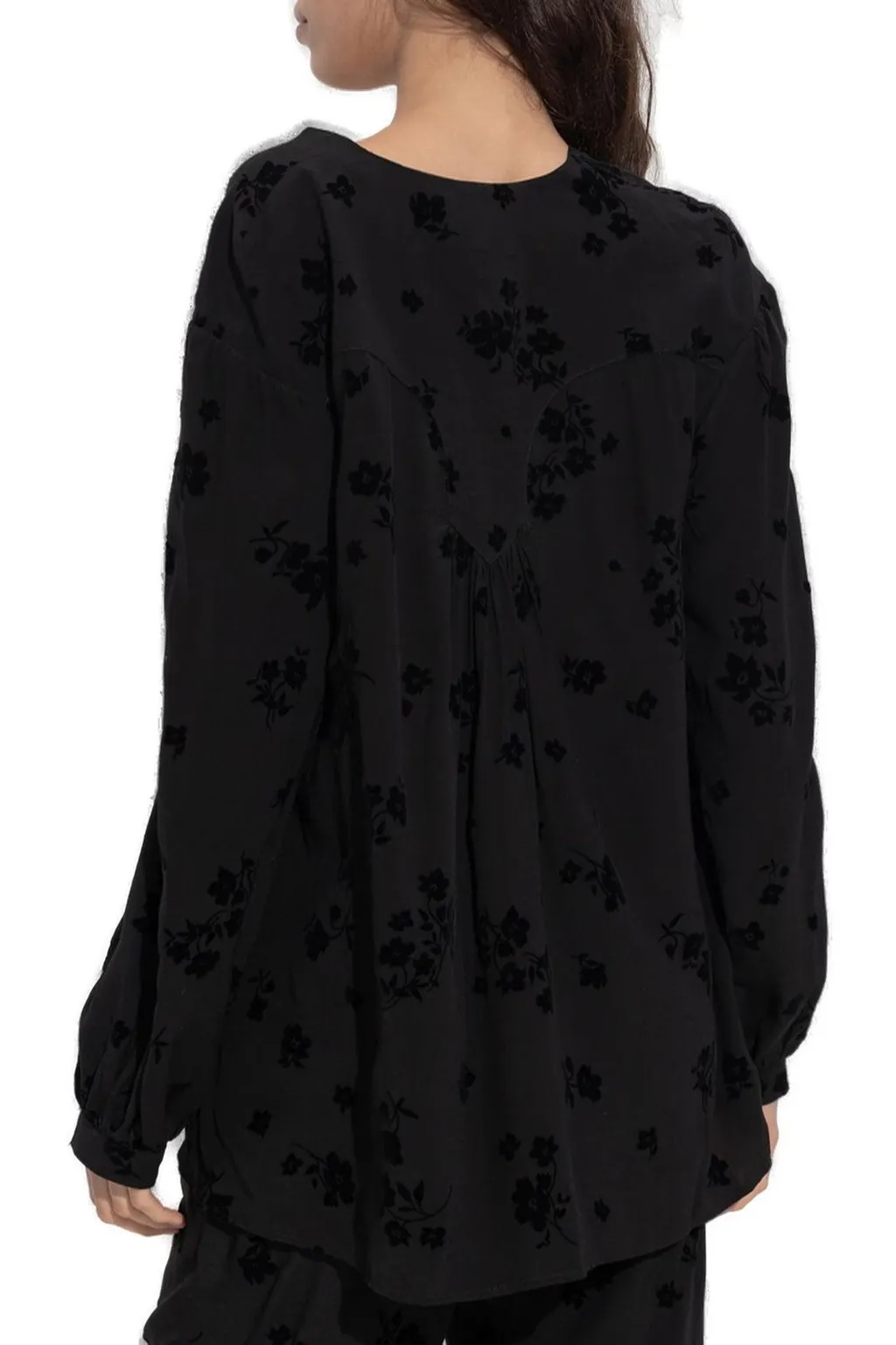 Floral Print Lace-Up Blouse