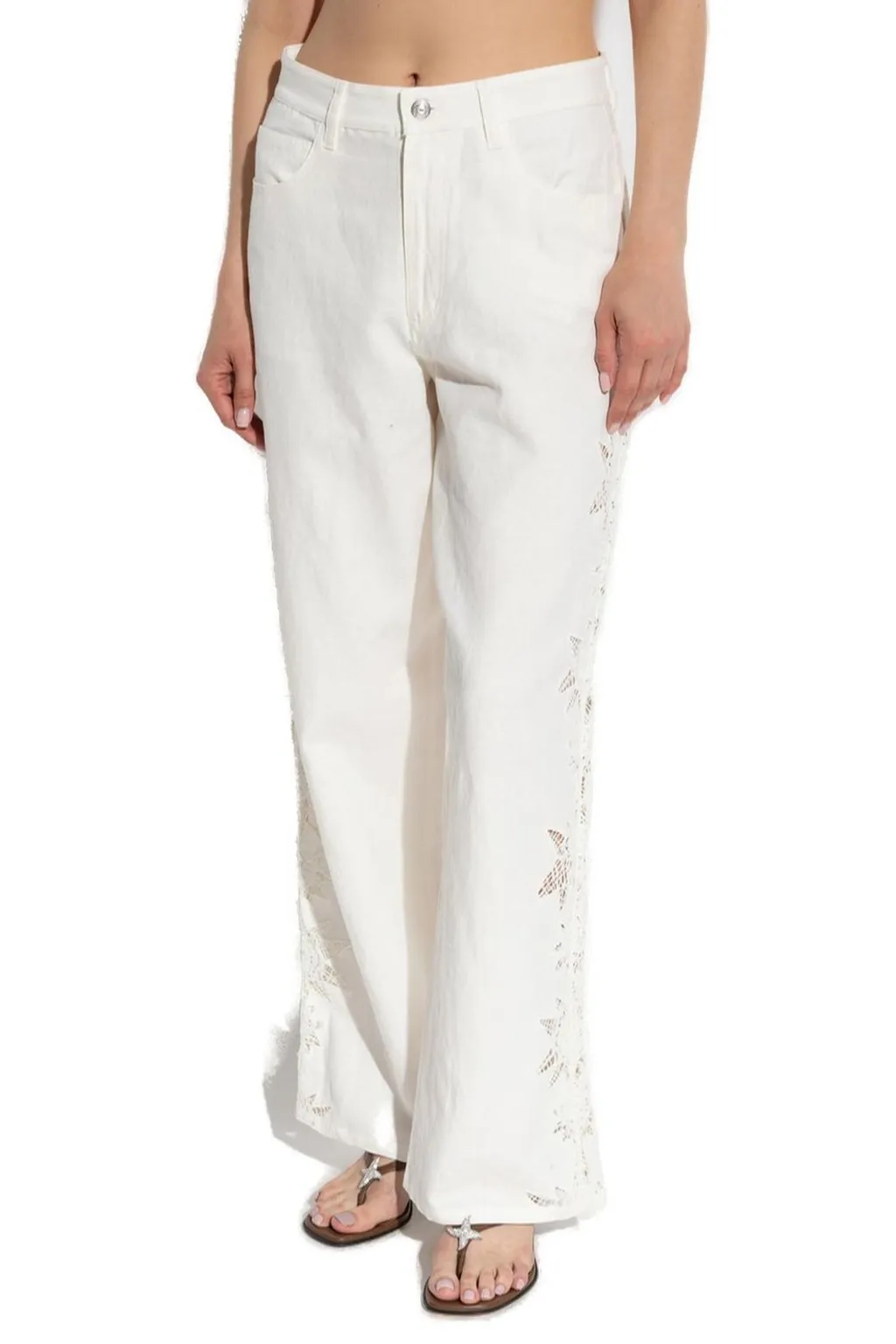 Wide-Leg Pants With Embroidery