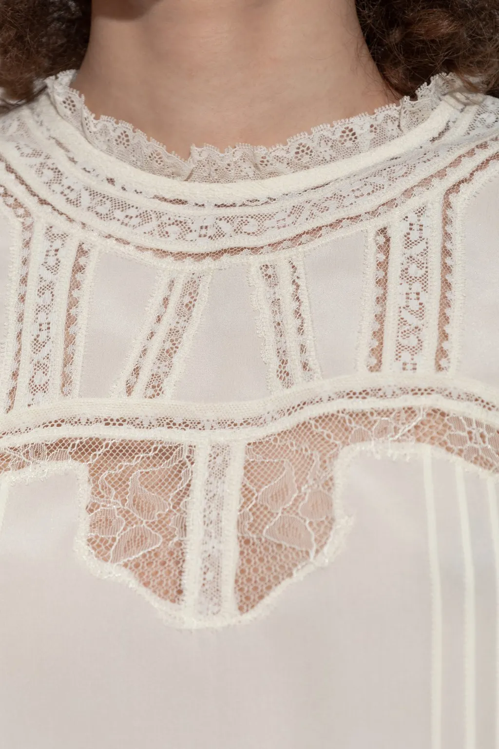 High-Neck Blouse With Puff Sleeves