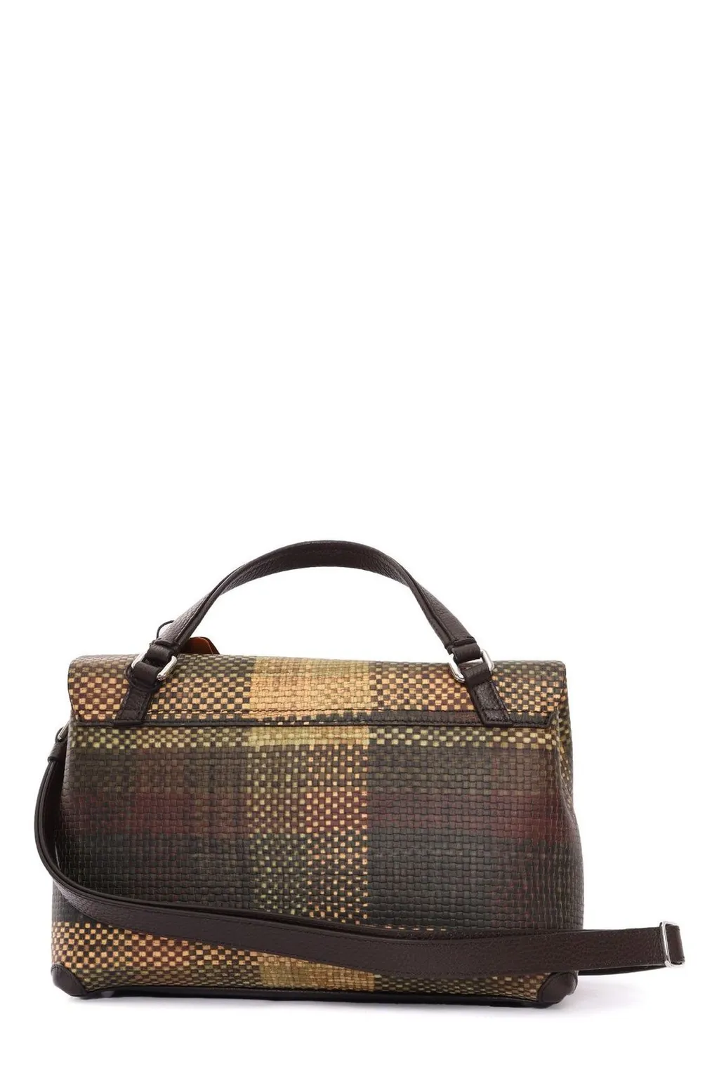 Plaid Woven Top Handle Bag