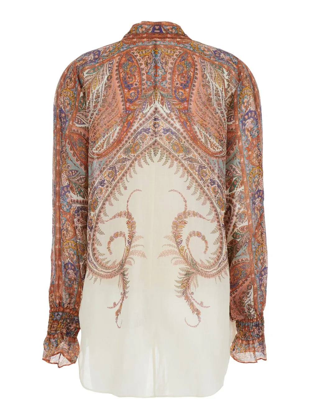 Paisley Print Silk Blouse With Pussy-Bow