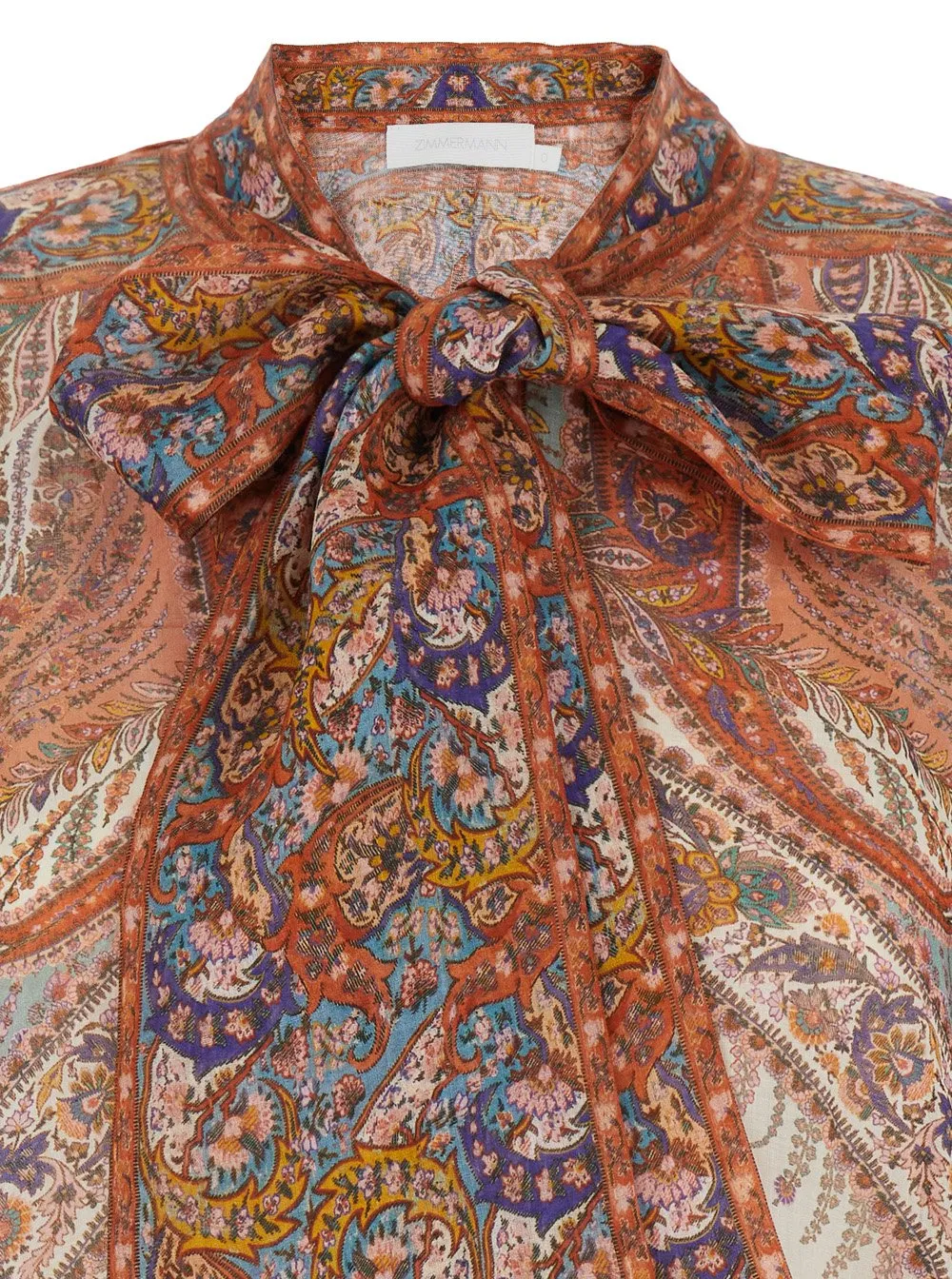 Paisley Print Silk Blouse With Pussy-Bow