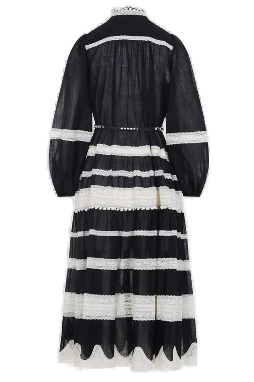 Tiered Lace Trim Maxi Dress