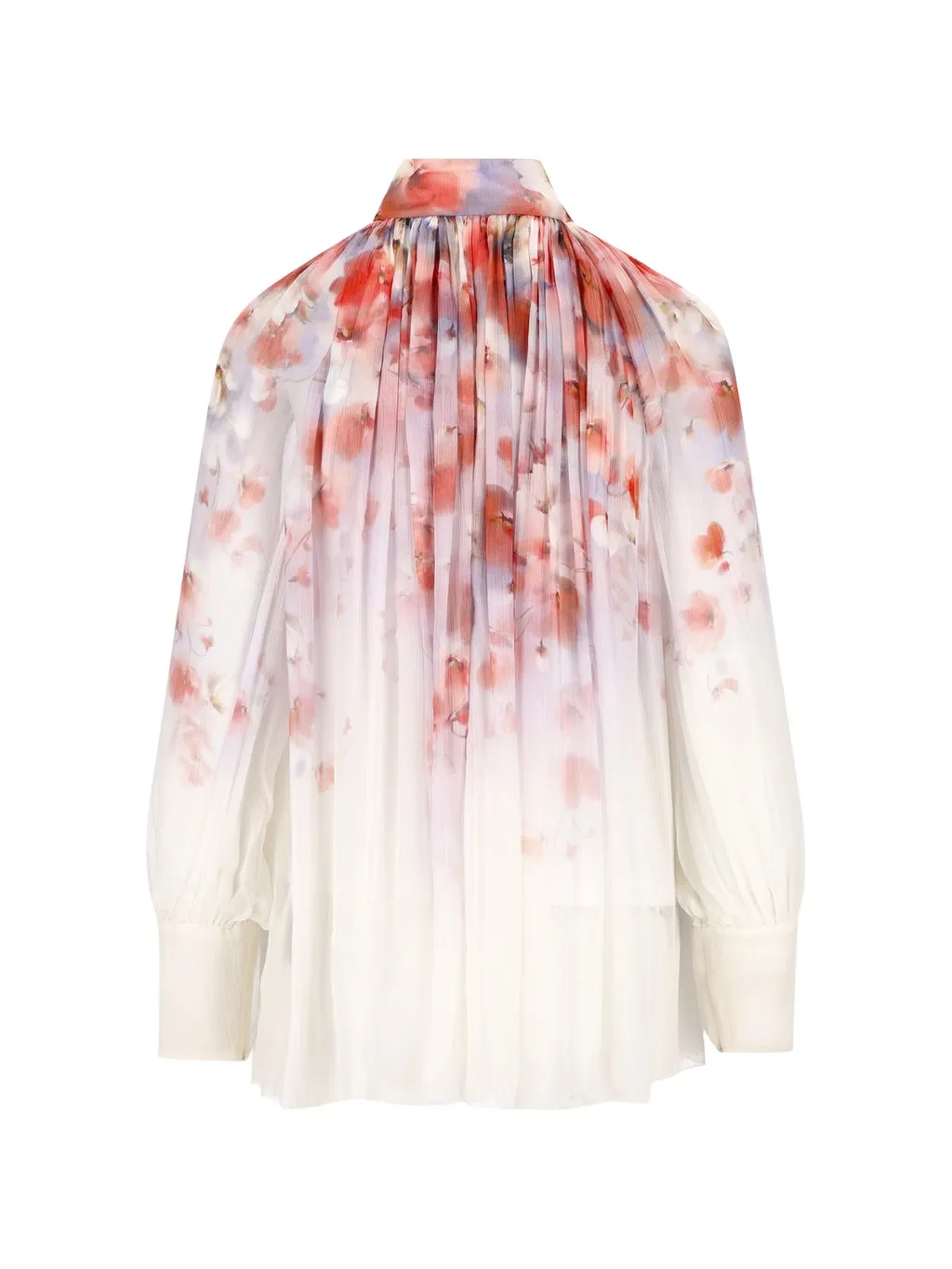 Floral Print Pleated High Neck Blouse