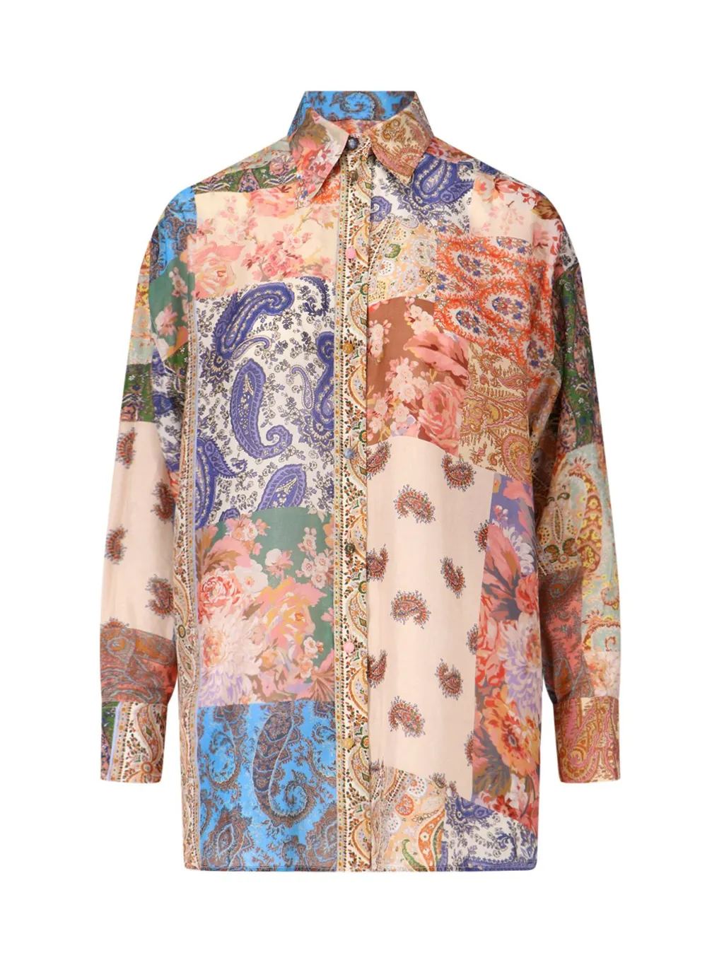 Patchwork Print Silk Shirt
