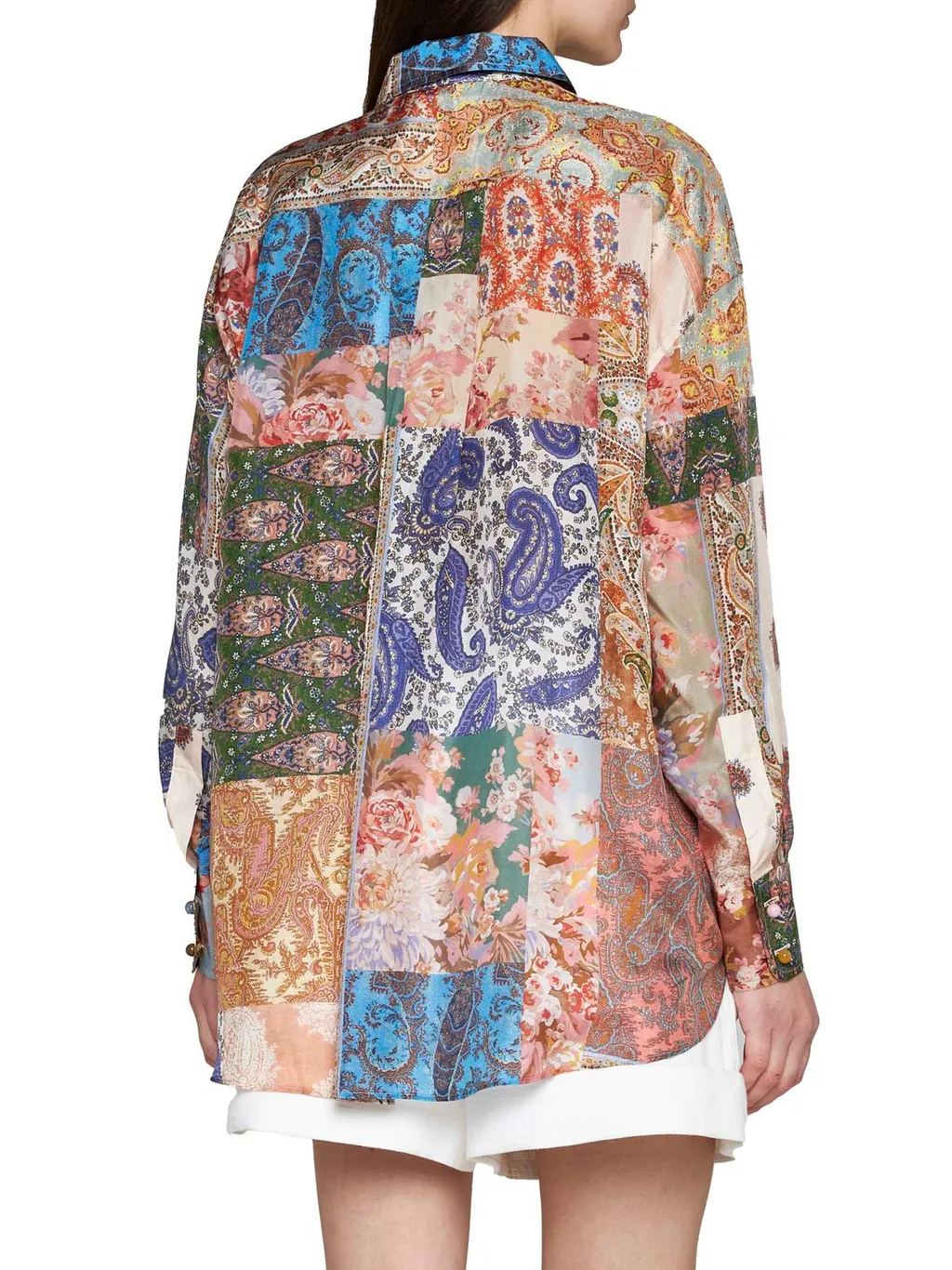 Patchwork Print Silk Shirt