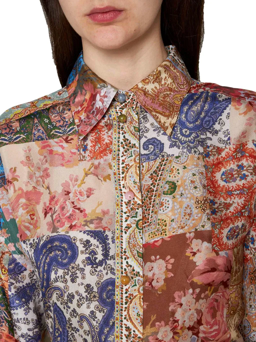 Patchwork Print Silk Shirt