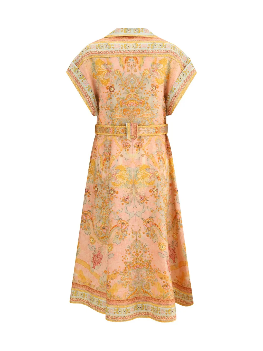 Printed Belted Midi Dress