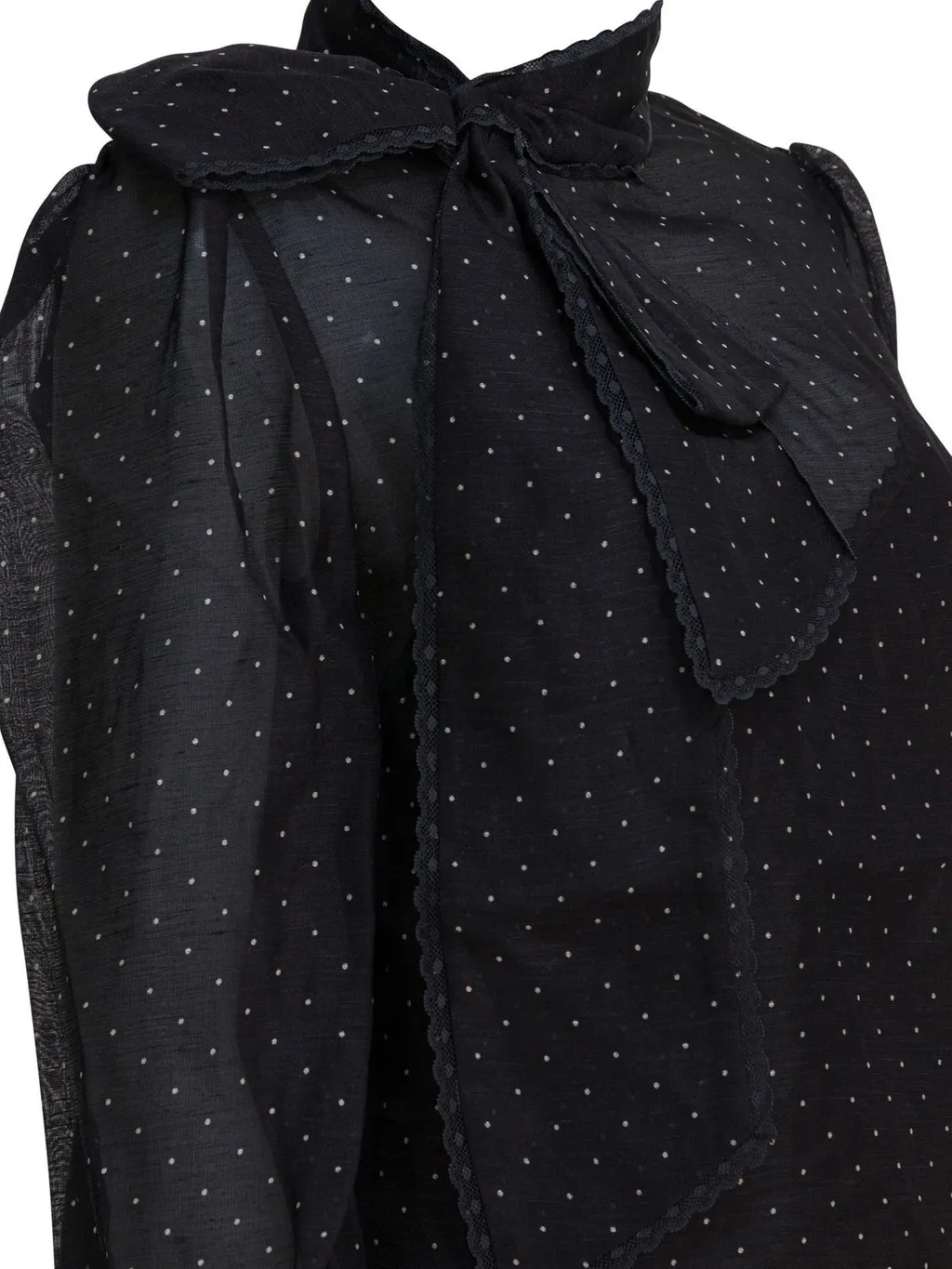 Sheer Polka Dot Blouse With Pussy-Bow