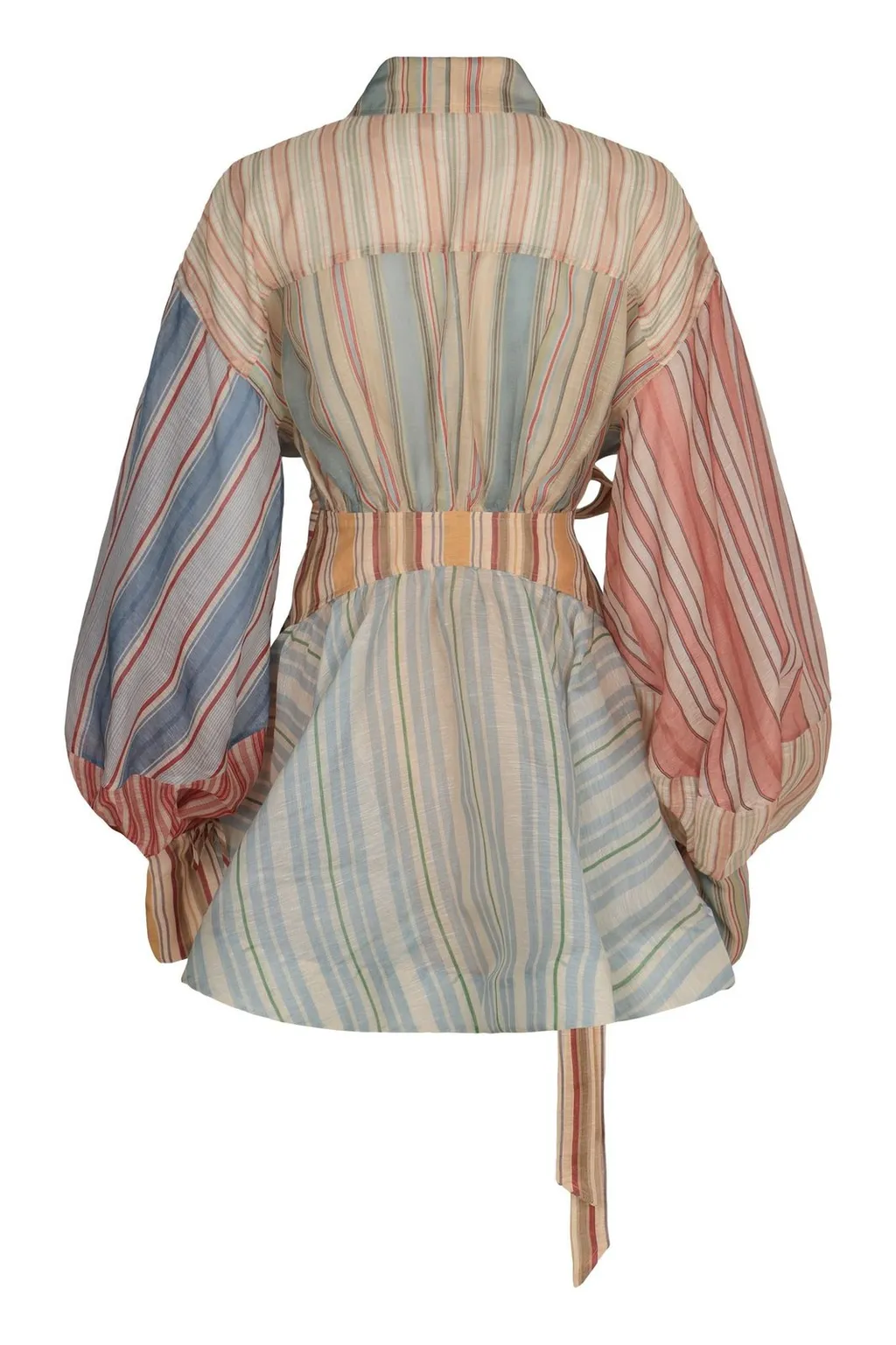 Striped Patchwork Wrap Dress