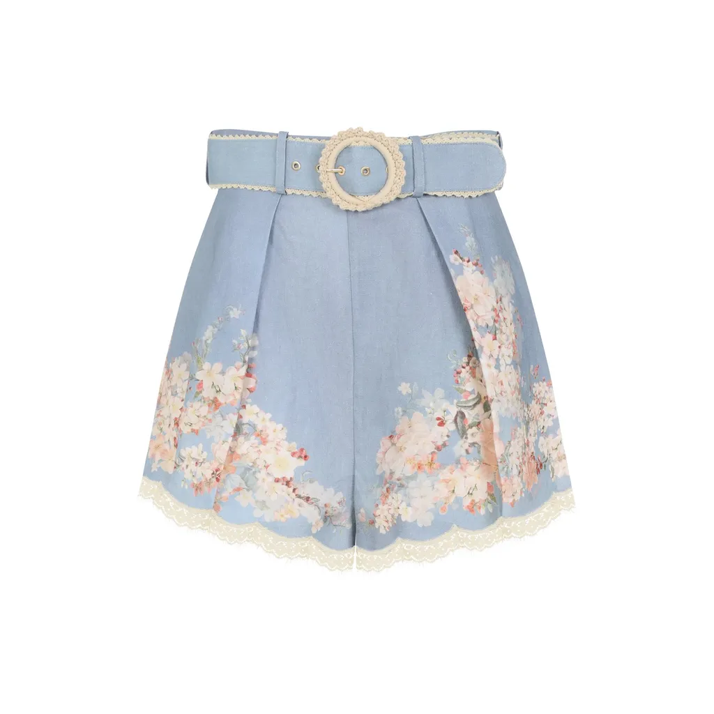 High-Waisted Shorts With Floral Print
