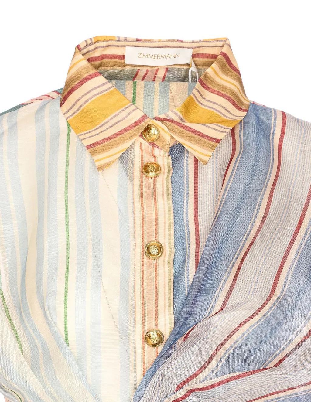 Striped Balloon Sleeve Wrap Blouse