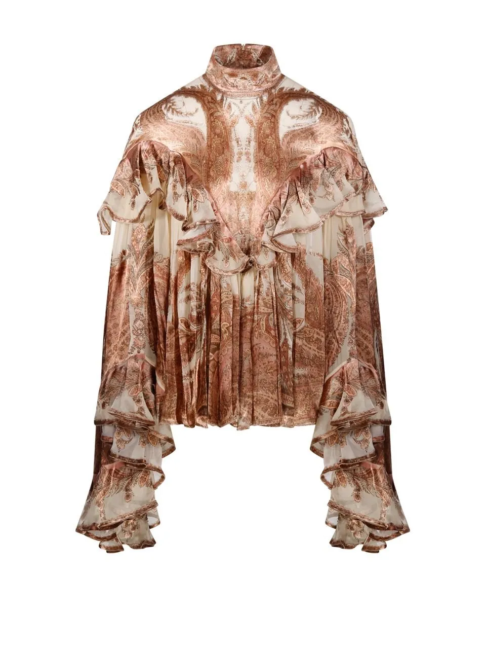 Ruffled Paisley Print Blouse