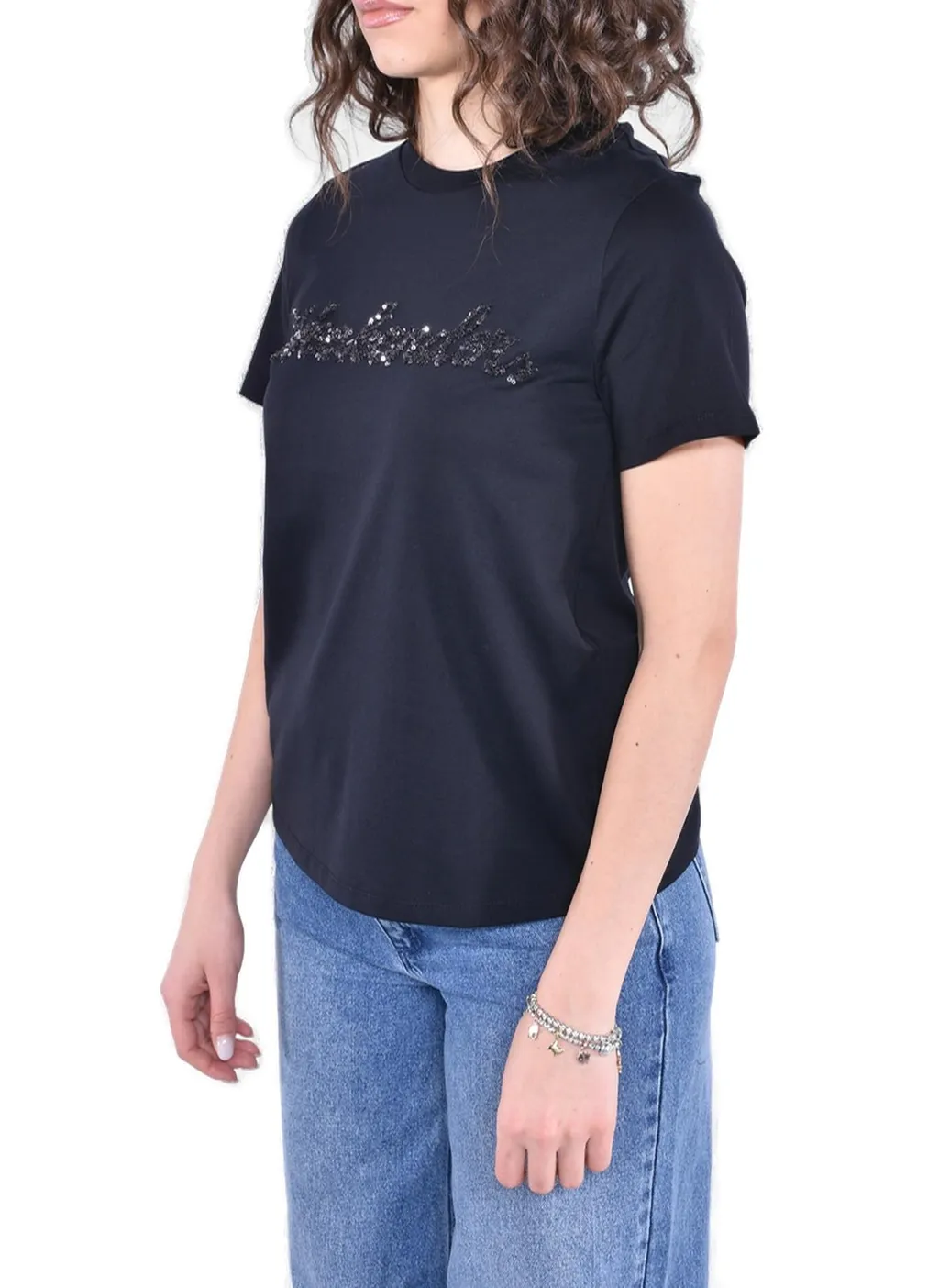 T-Shirt With Sequin Logo