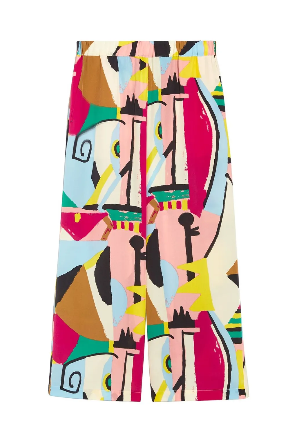 Wide-Leg Printed Trousers