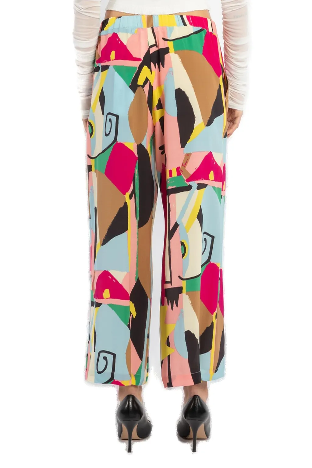 Wide-Leg Printed Trousers