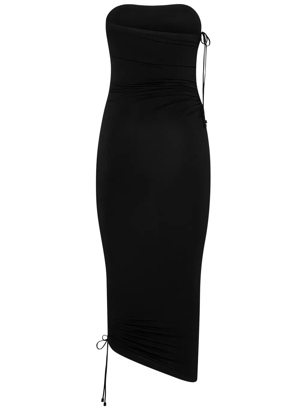 Strapless Ruched Midi Dress