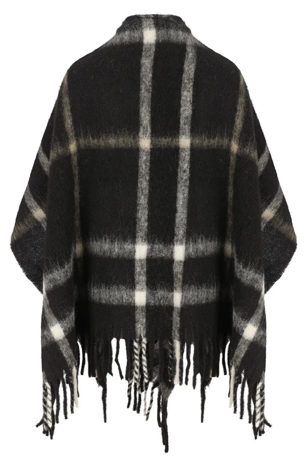 Plaid Wool Blend Poncho