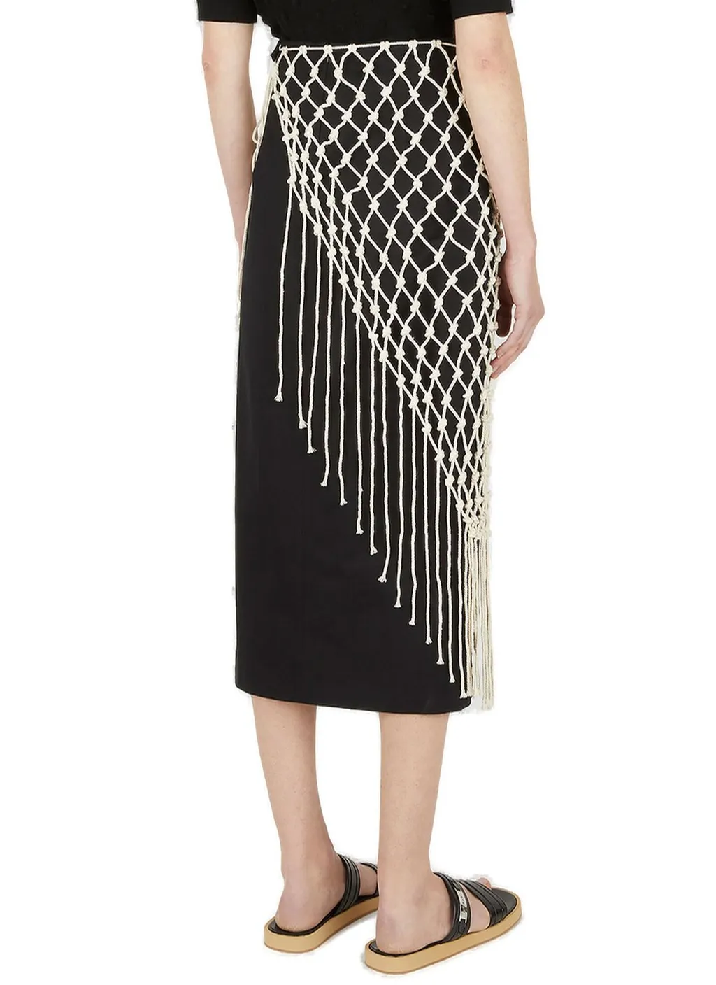 Midi Skirt With Macrame Overlay