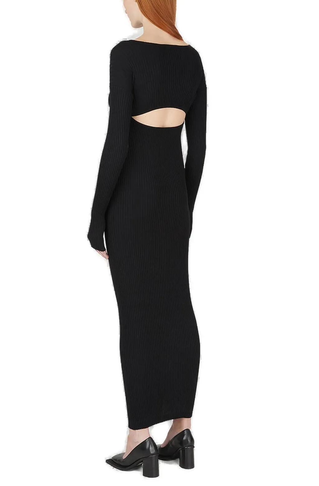 Ribbed Knit Maxi Dress With Cut-Out Detail