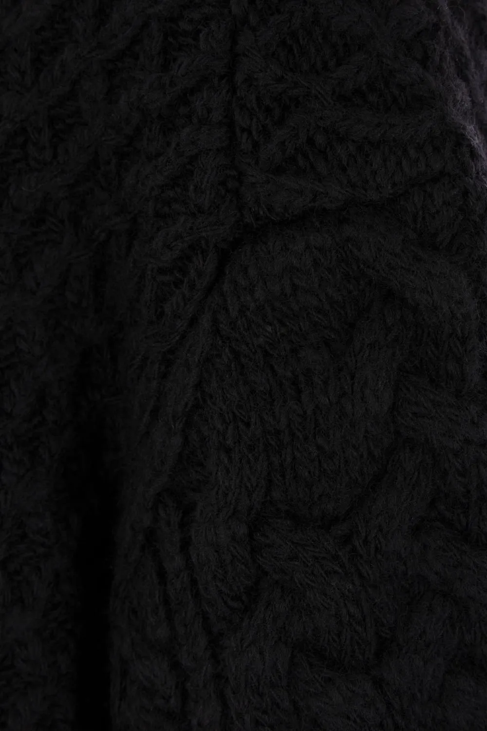 Cable Knit Turtleneck Sweater With Fringe