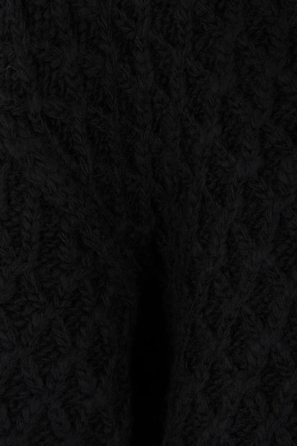Cable Knit Turtleneck Sweater With Fringe