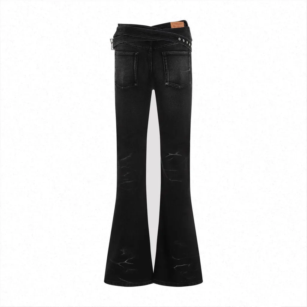Flared Jeans With Belted Waist