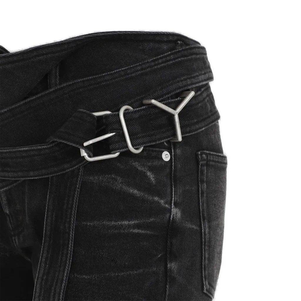 Flared Jeans With Belted Waist
