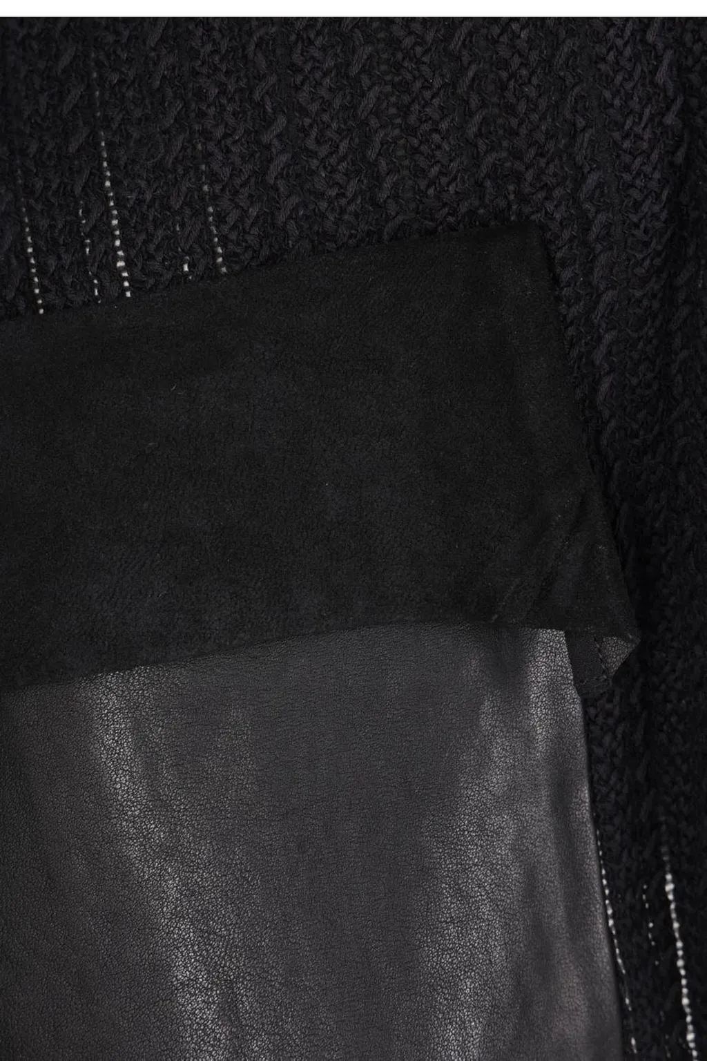 Asymmetric Leather Jacket With Knit Inserts