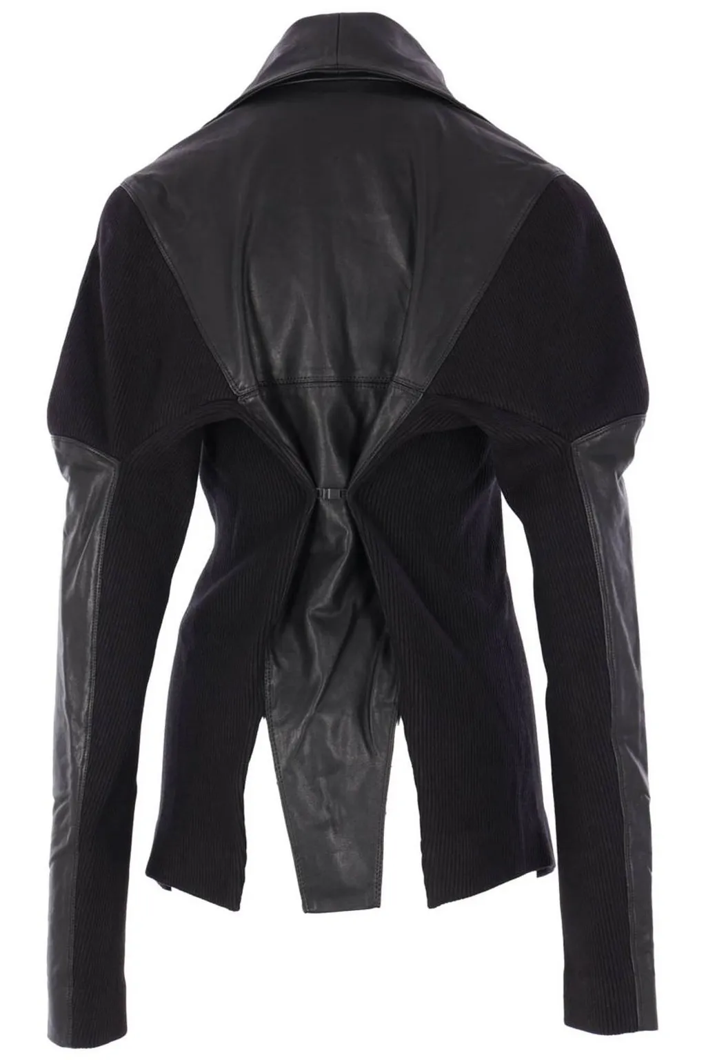Asymmetric Leather And Knit Jacket