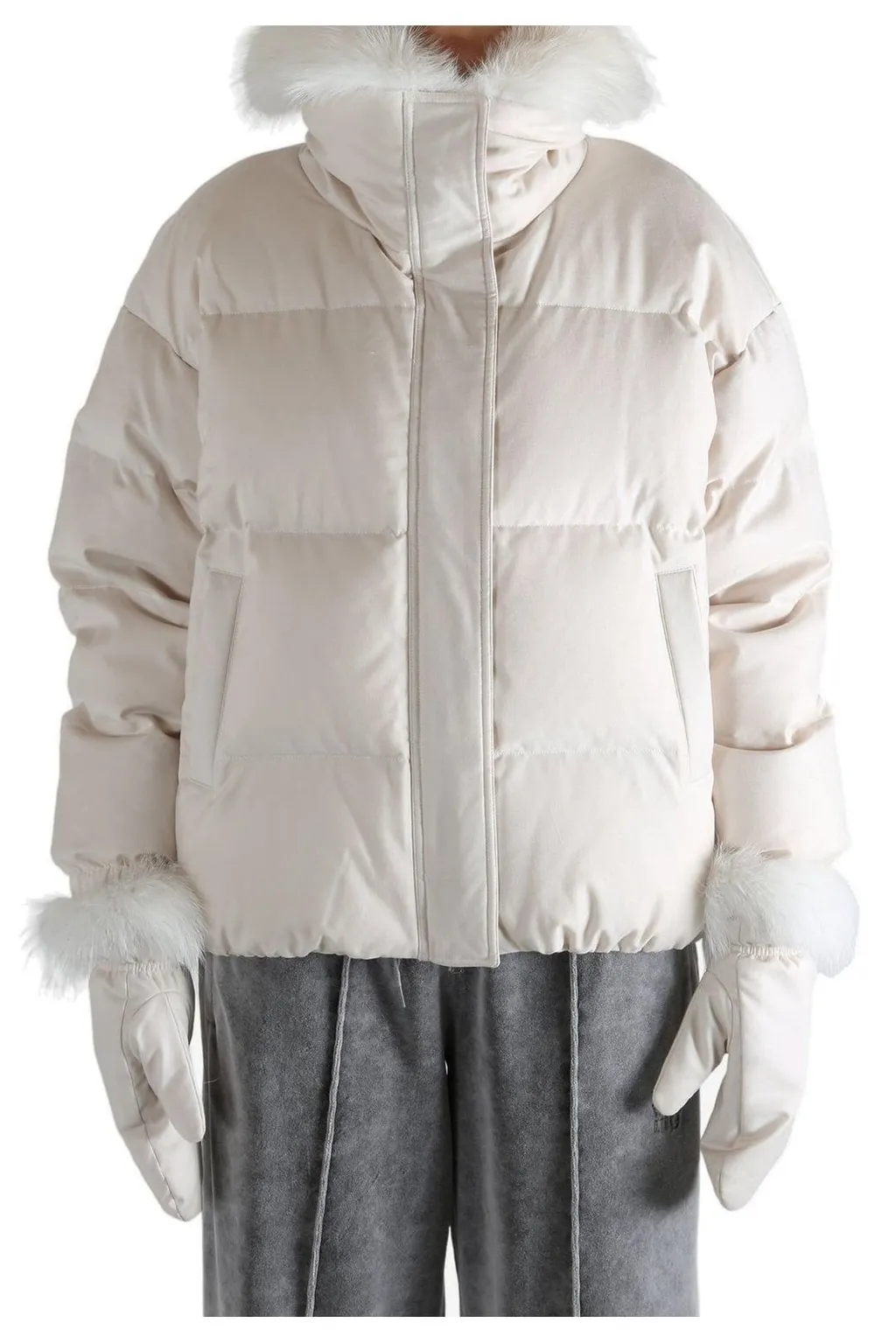 Puffer Jacket With Fur Trim