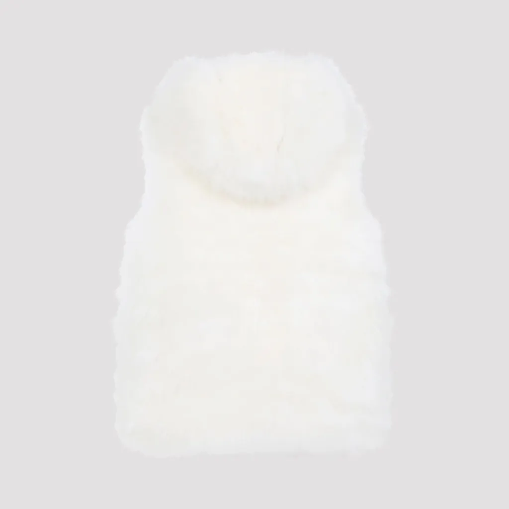 Sleeveless Down Vest With Fur Trim