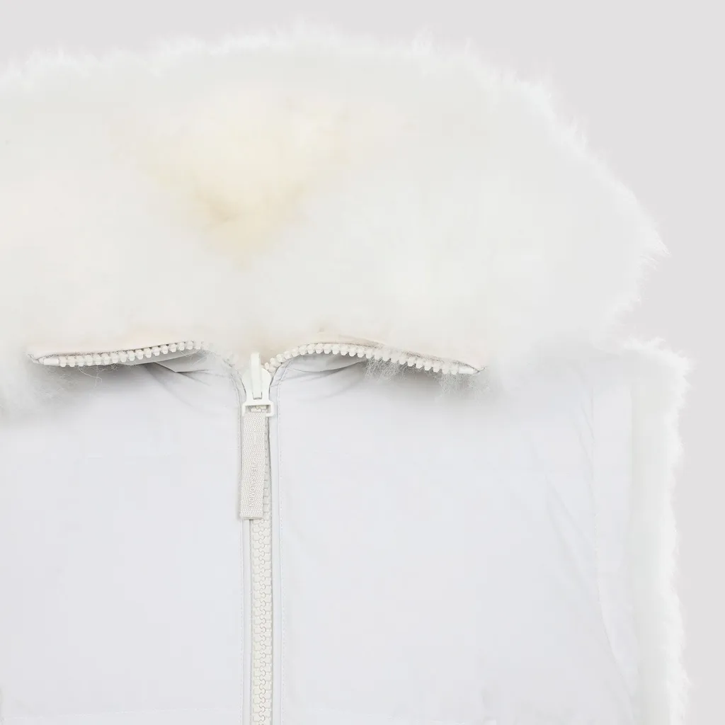 Sleeveless Down Vest With Fur Trim