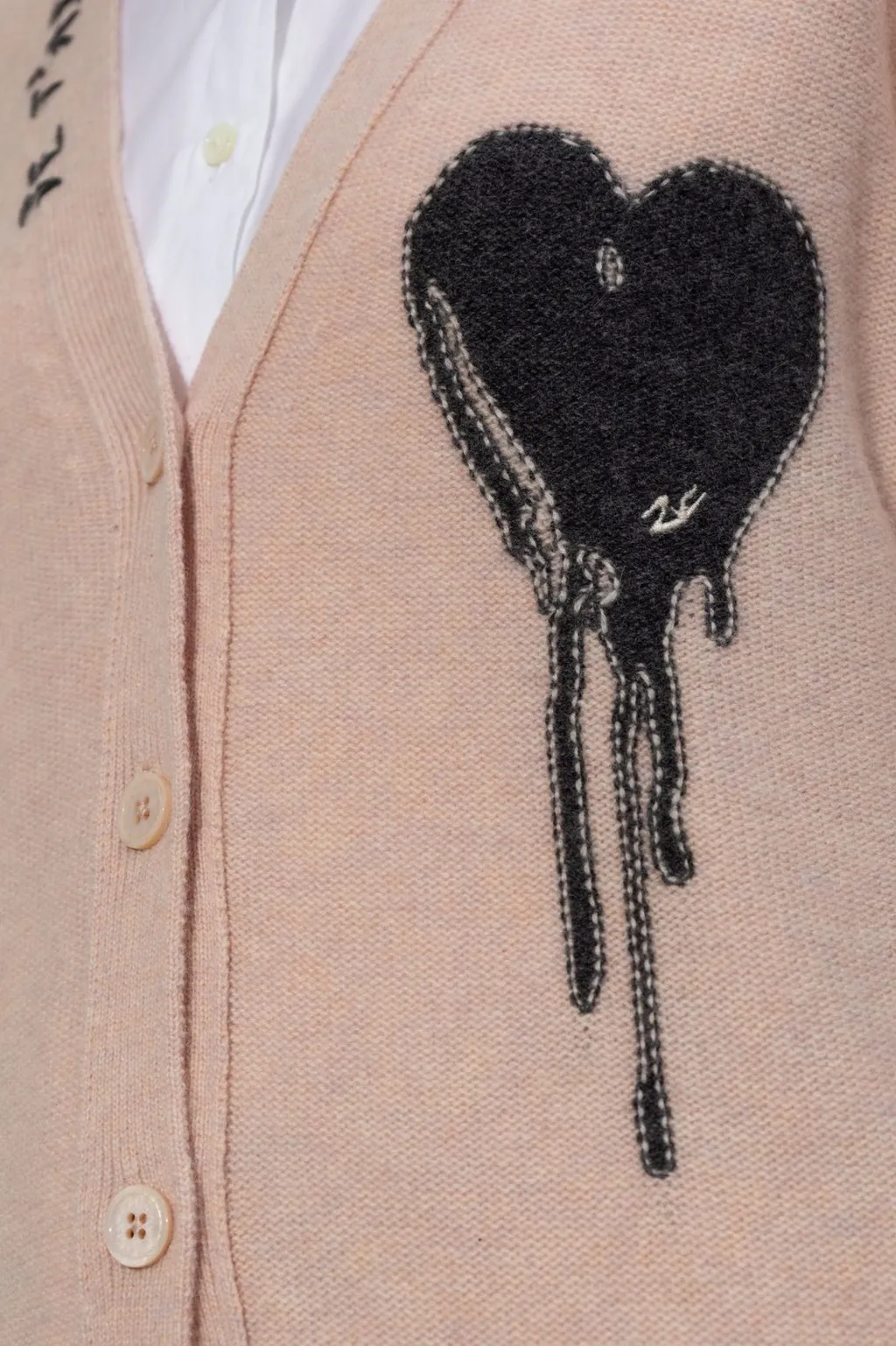Cardigan With Heart Print