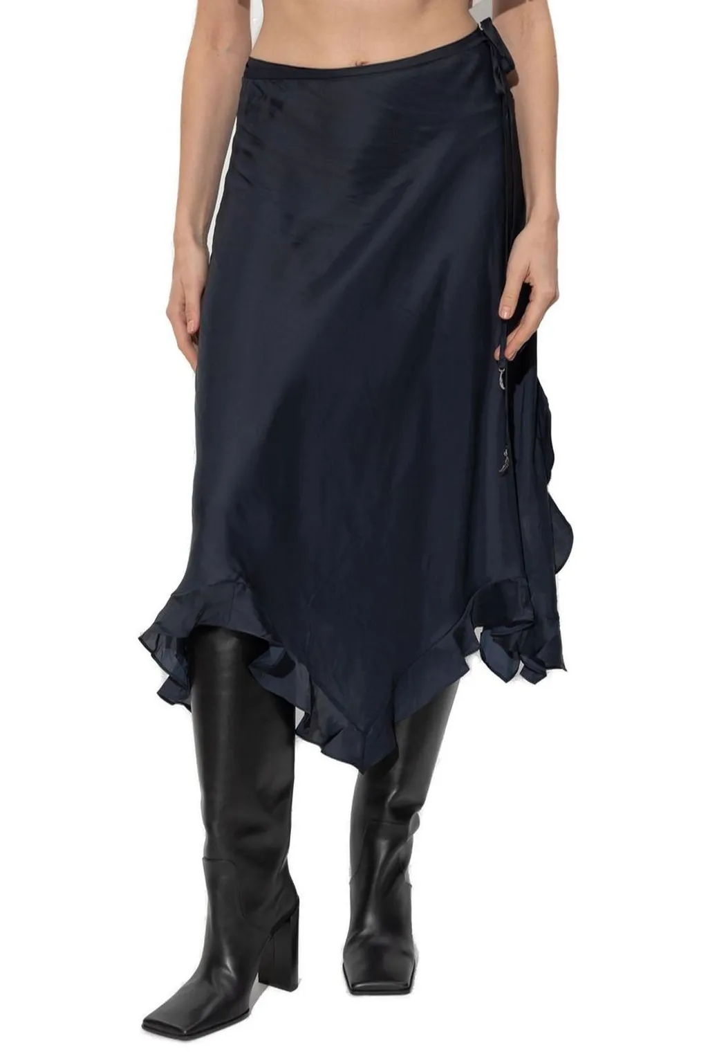 Wrap Skirt With Ruffled Hem