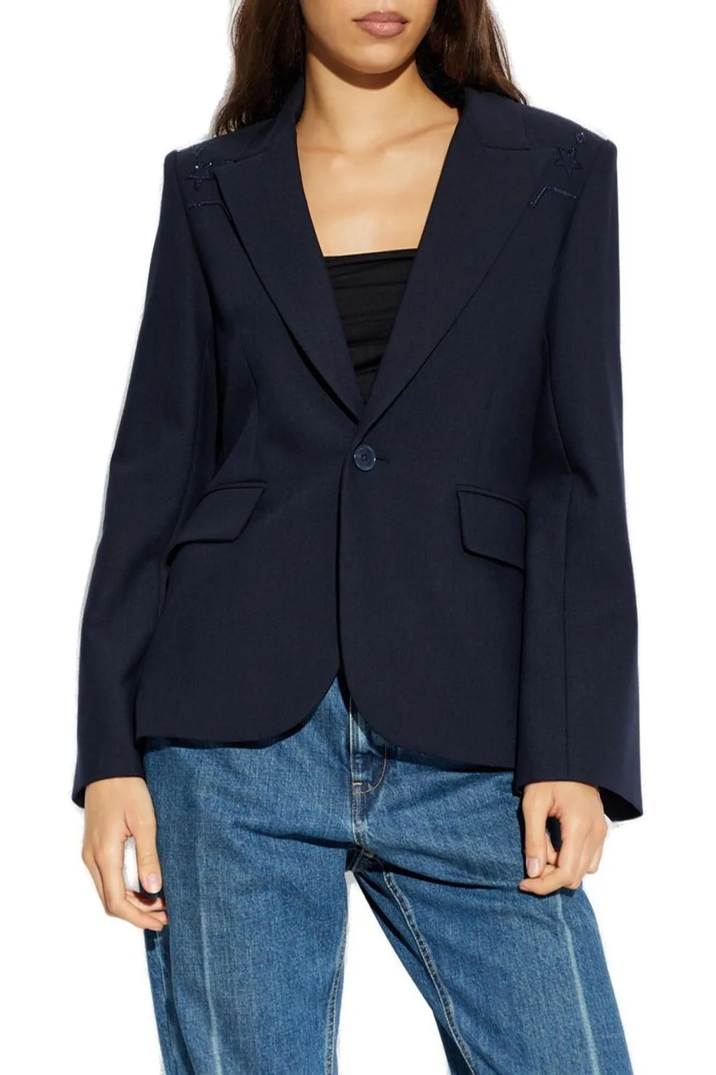 Single-Breasted Blazer With Star Embellishment