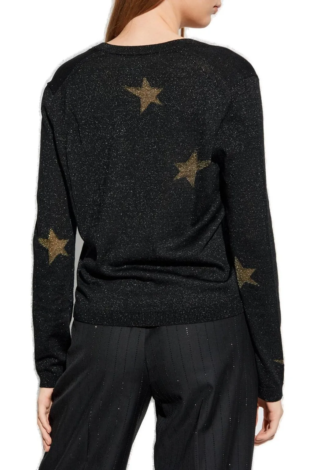 V-Neck Sweater With Star Print