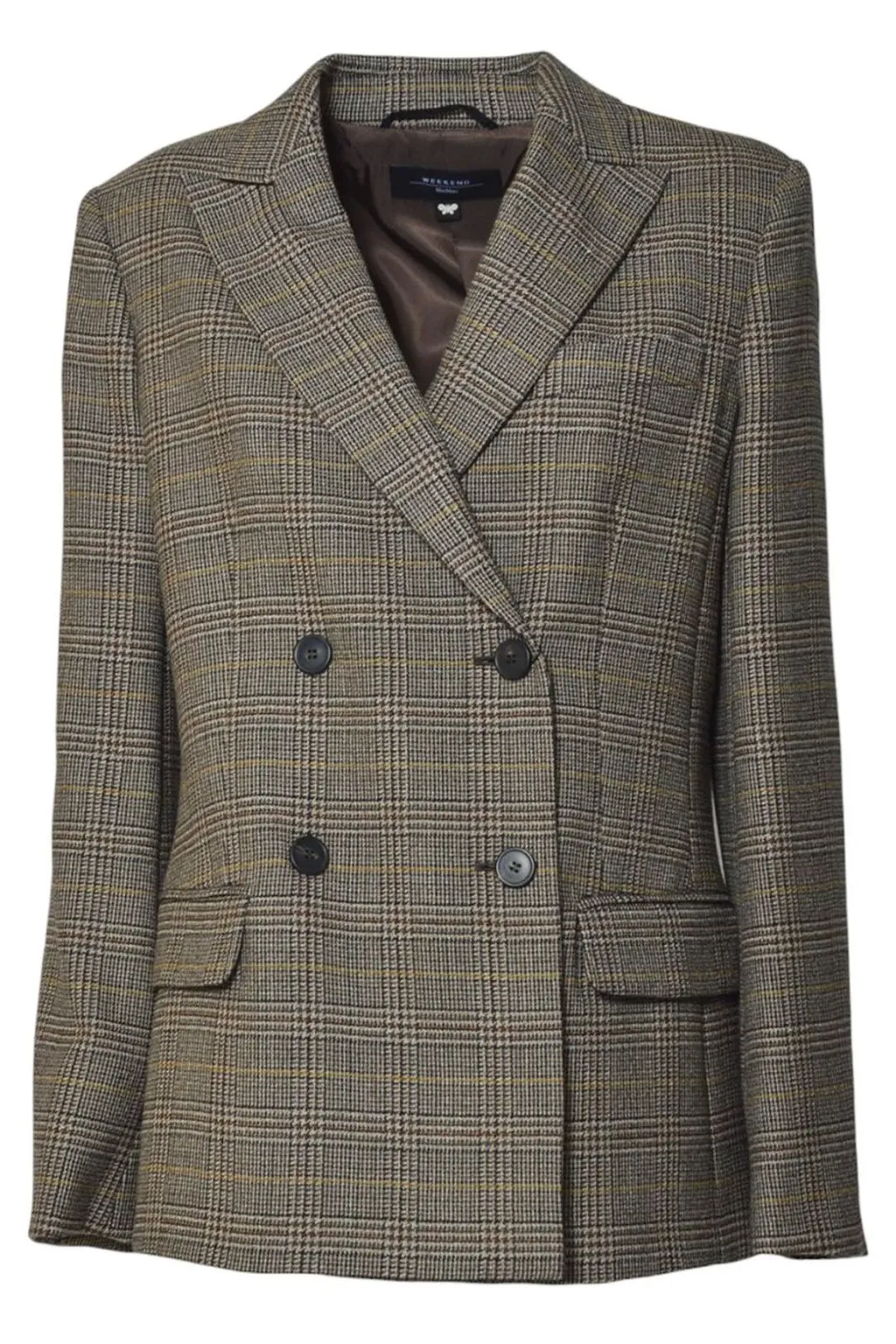 Double-Breasted Plaid Blazer