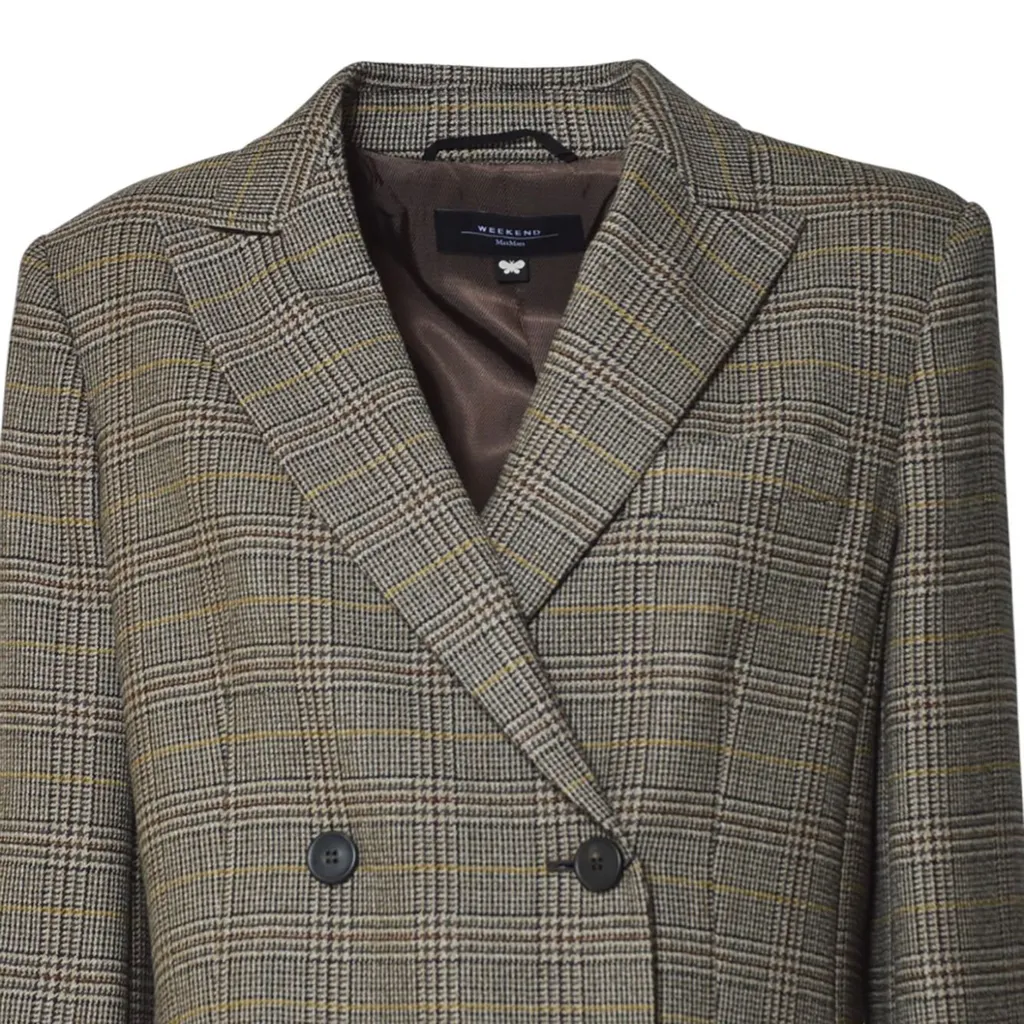 Double-Breasted Plaid Blazer