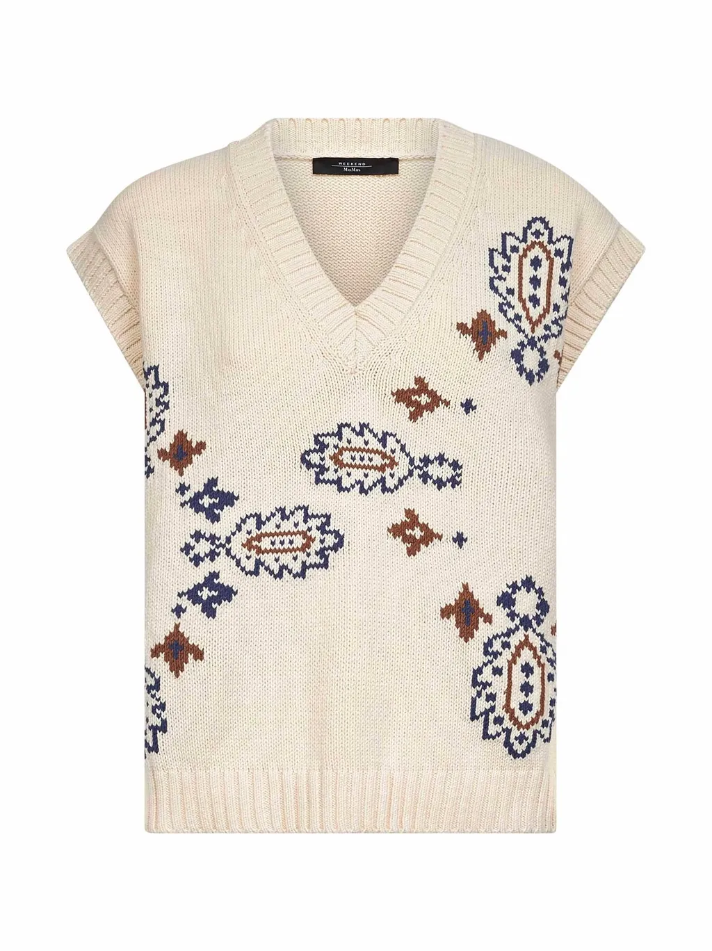 V-Neck Sweater Vest With Intarsia Pattern