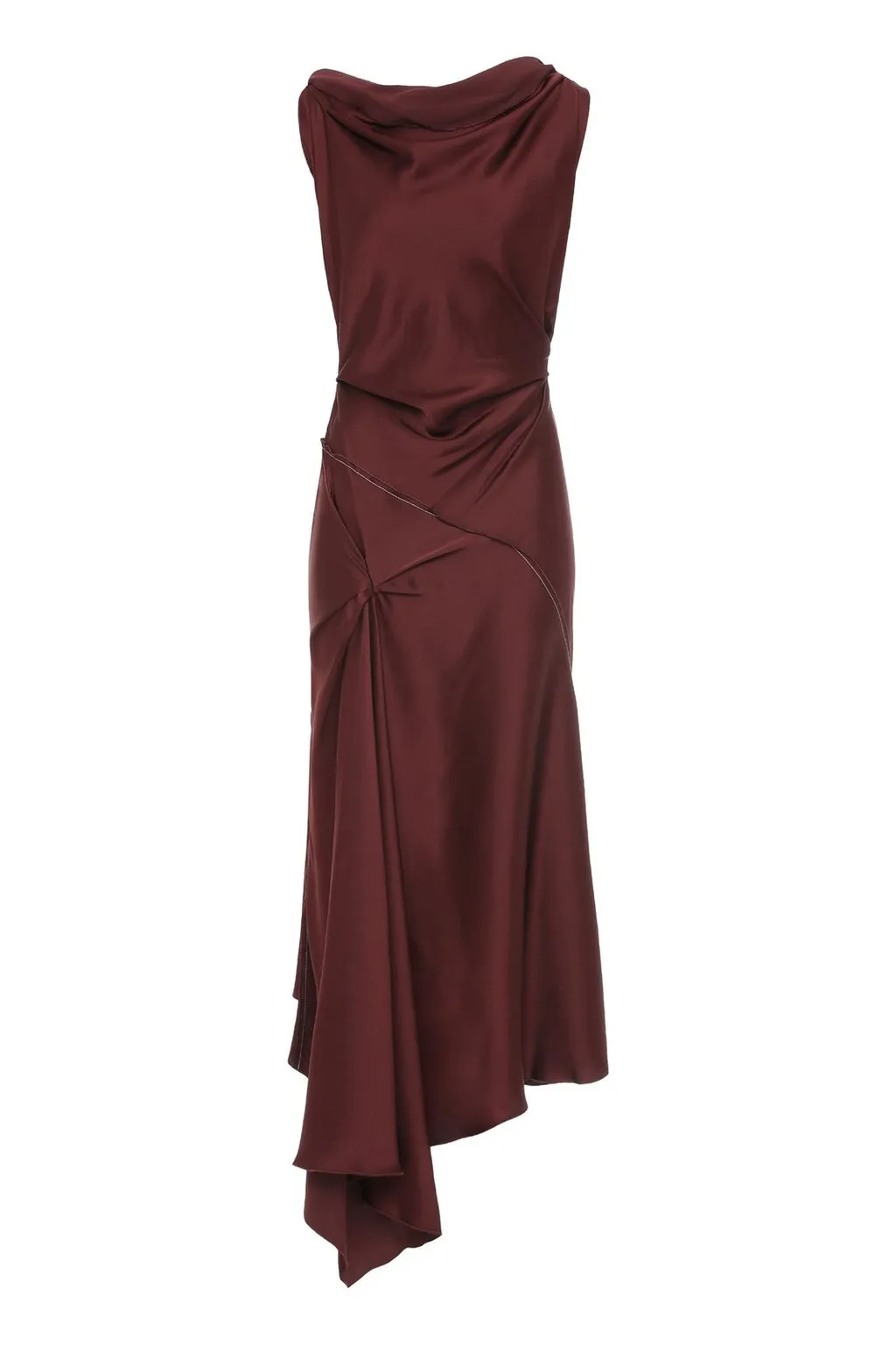 Draped Asymmetrical Midi Dress