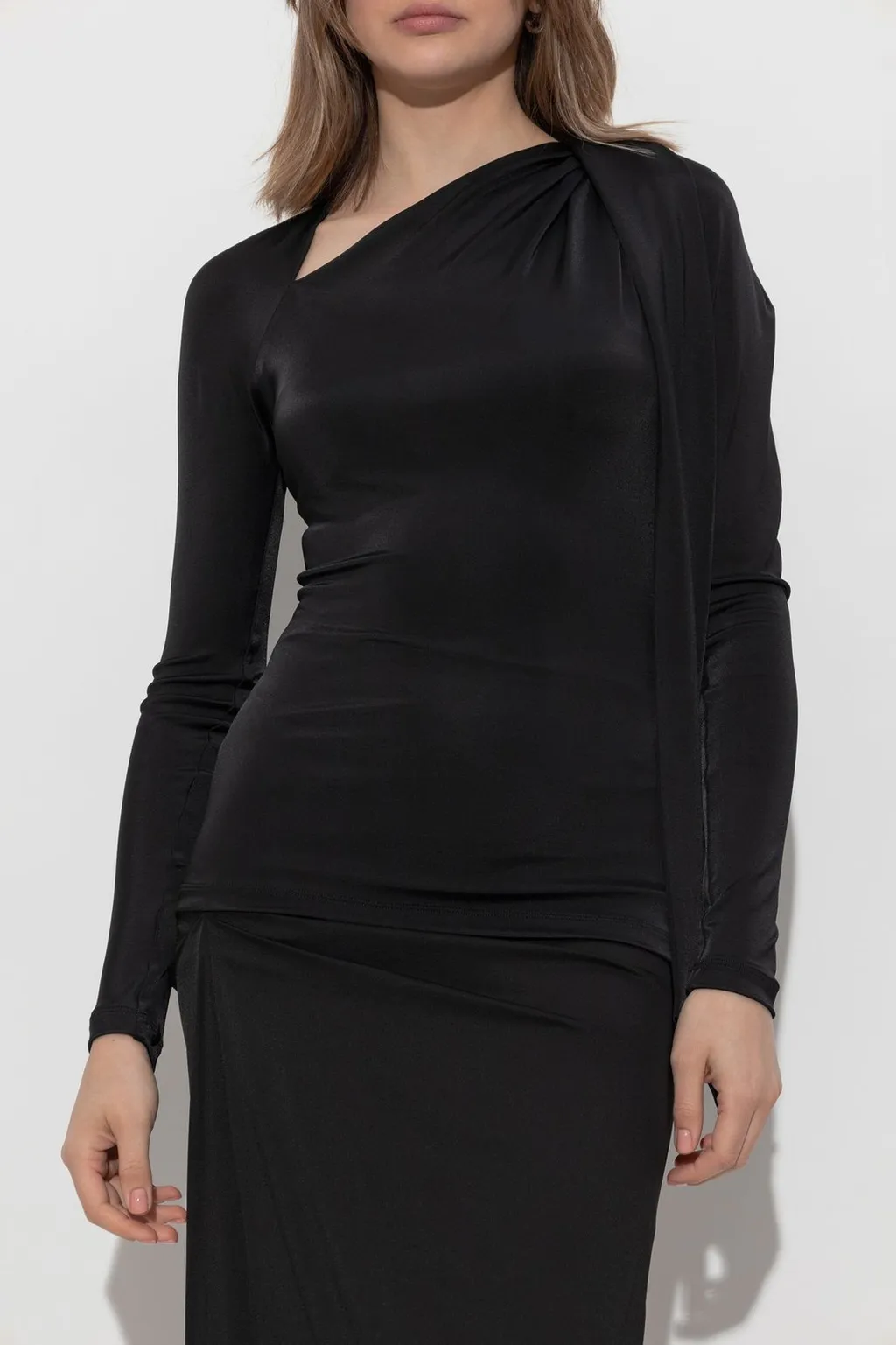 Long Sleeve Asymmetric Draped Top
