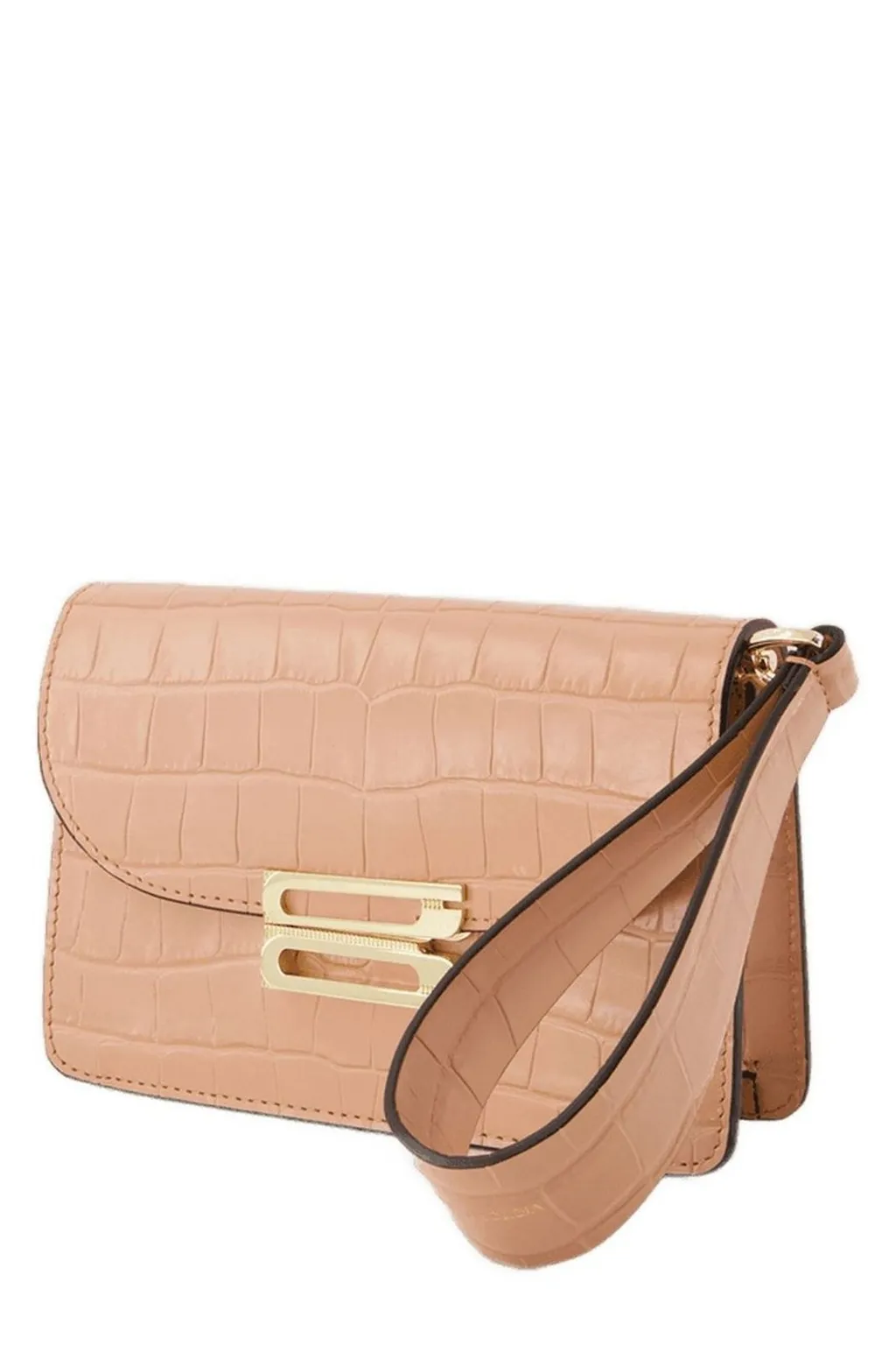Crocodile-Embossed Leather Clutch