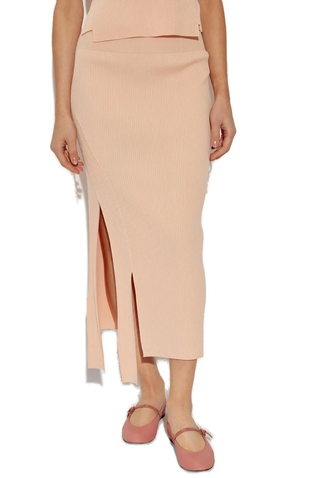 Ribbed Knit Midi Skirt