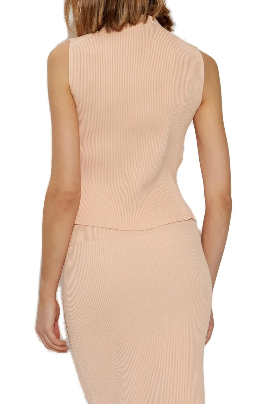 Ribbed Mock Neck Sleeveless Top