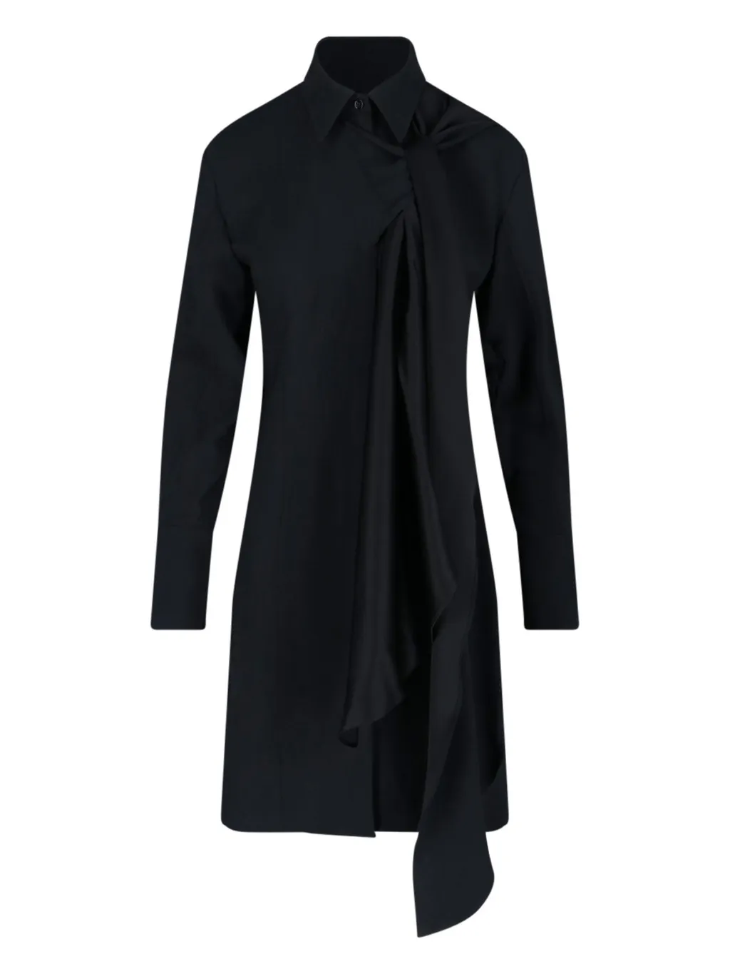 Asymmetric Ruffle Shirt Dress