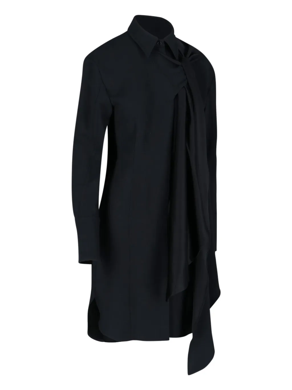 Asymmetric Ruffle Shirt Dress