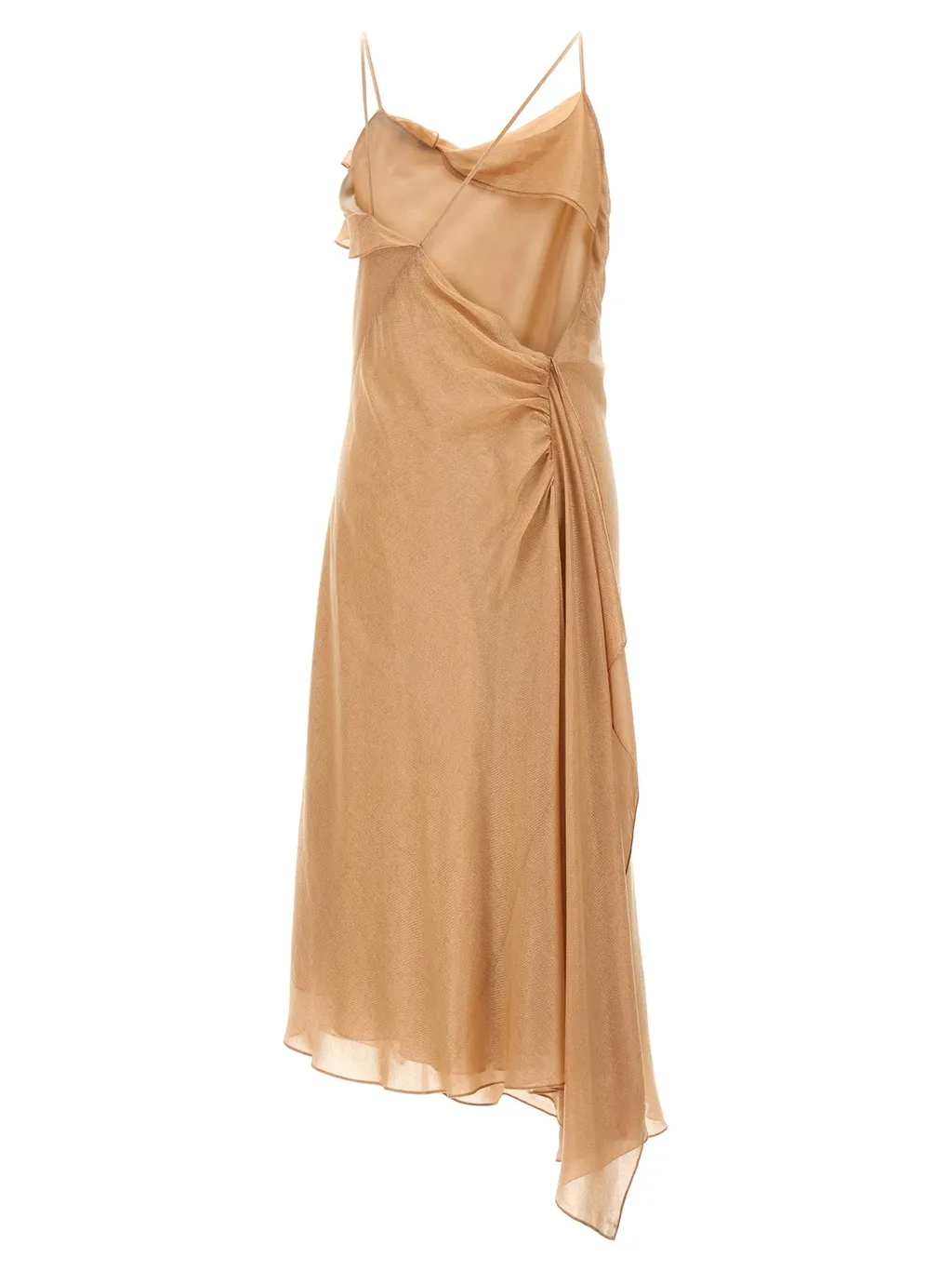 Asymmetric Ruffle Midi Dress